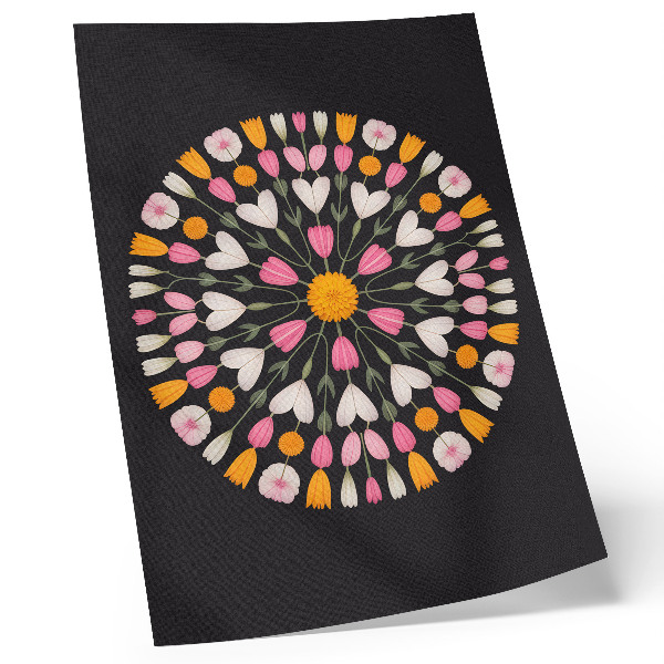 Affiche décorative Mandala floral sur fond sombre, style abstrait
