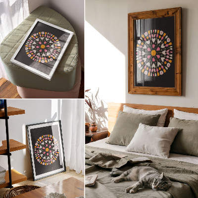 Affiche décorative Mandala floral sur fond sombre, style abstrait