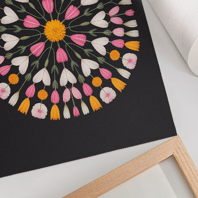 Affiche décorative Mandala floral sur fond sombre, style abstrait