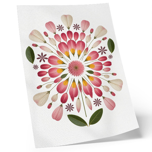 Décoration murale Mandala floral symétrique rose crème vert