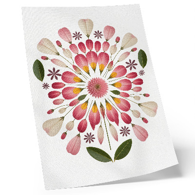 Décoration murale Mandala floral symétrique rose crème vert