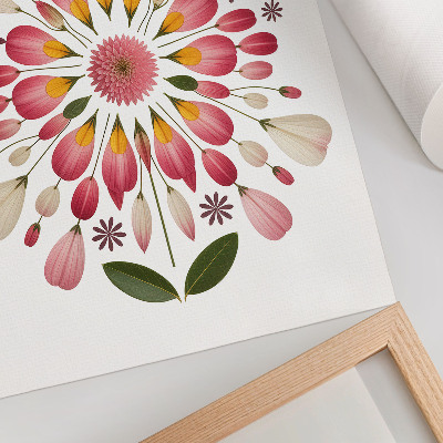 Décoration murale Mandala floral symétrique rose crème vert
