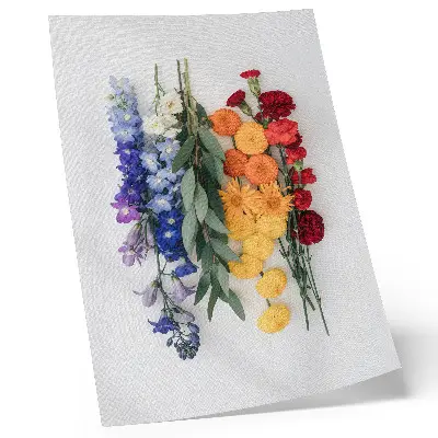 Impression sur toile fleurs alignées à la verticale aux couleurs éclatantes