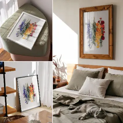 Impression sur toile fleurs alignées à la verticale aux couleurs éclatantes