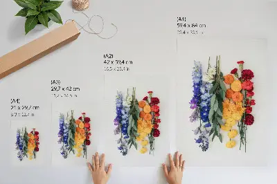 Impression sur toile fleurs alignées à la verticale aux couleurs éclatantes