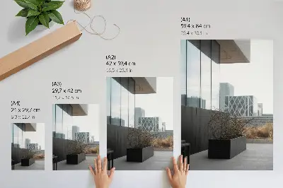 Affiche décorative représentant des bâtiments modernes et des branches sèches