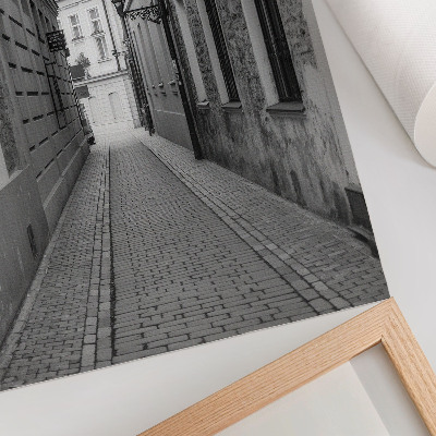Impression sur toile L'architecture en noir et blanc d'une rue nostalgique