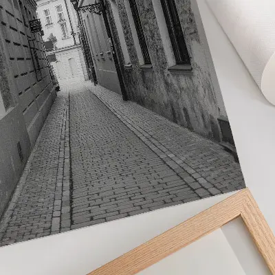 Impression sur toile représentant une architecture en noir et blanc dans une rue nostalgique
