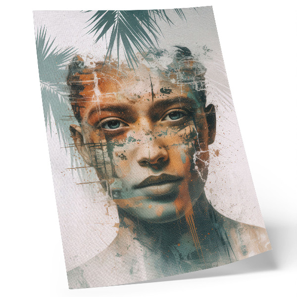 Décoration murale Portrait d'une femme aux motifs tropicaux