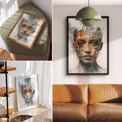 Décoration murale Portrait d'une femme aux motifs tropicaux