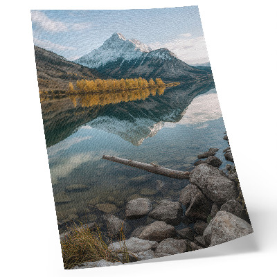 Impression sur toile Montagnes, lac, arbres, reflet, paix, nature