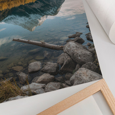 Impression sur toile Montagnes, lac, arbres, reflet, paix, nature