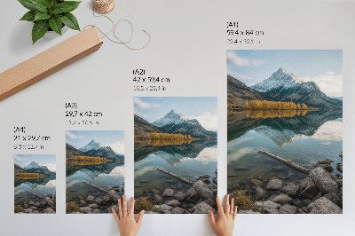 Impression sur toile Montagnes, lac, arbres, reflet, paix, nature