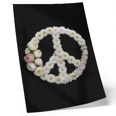 Impression sur toile Fleurs en forme de symbole de paix sur fond noir