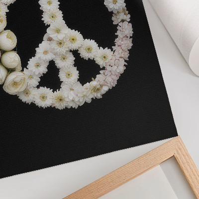 Impression sur toile Fleurs en forme de symbole de paix sur fond noir