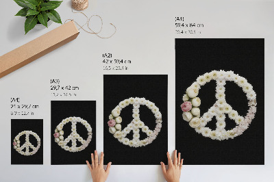 Impression sur toile Fleurs en forme de symbole de paix sur fond noir