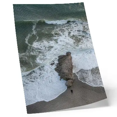 Impression sur toile côte rocheuse avec vagues de l'océan et eau verte