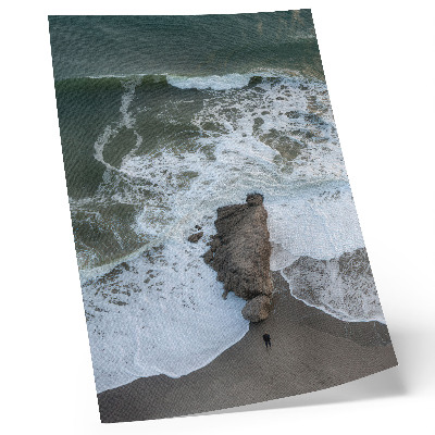 Impression sur toile Côte rocheuse, vagues de l'océan, eau verte