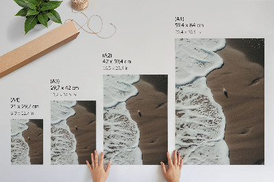 Affiche décorative Plage relaxante, sable, vagues de mouettes