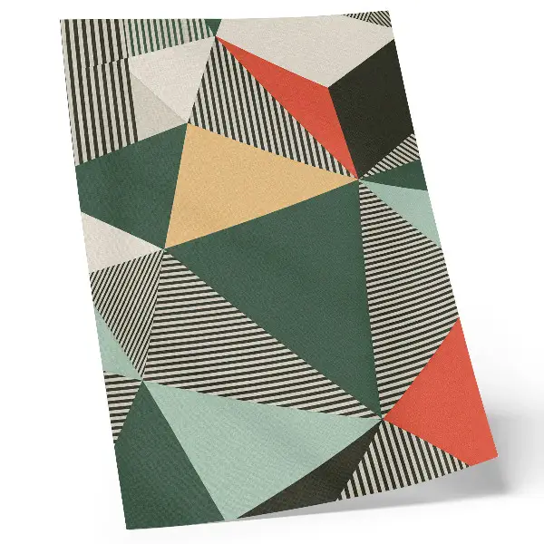 Affiche décorative avec des triangles et des rayures variés dans des tons vifs