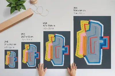 Impression sur toile formes abstraites aux couleurs dynamiques dans un style moderne