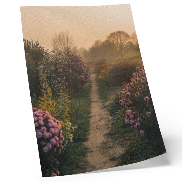 Décoration murale Charmant chemin de jardin fleuri brume matinale