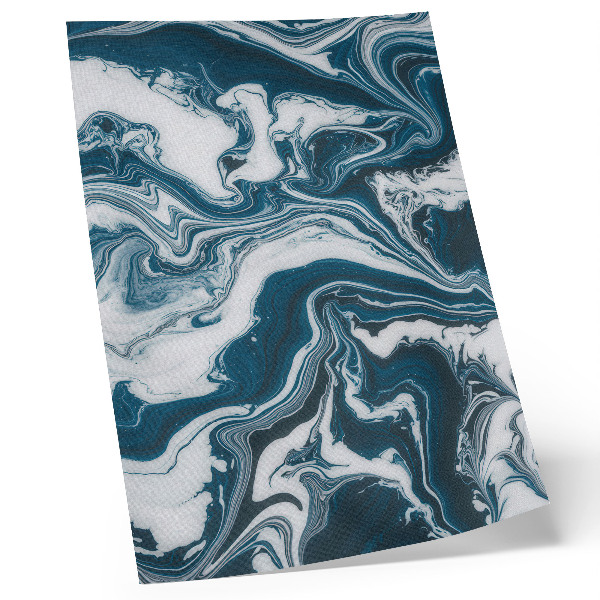 Impression sur toile Taches abstraites bleues et blanches aux lignes dynamiques