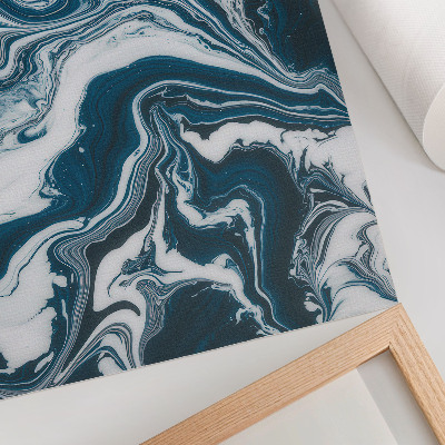 Impression sur toile Taches abstraites bleues et blanches aux lignes dynamiques