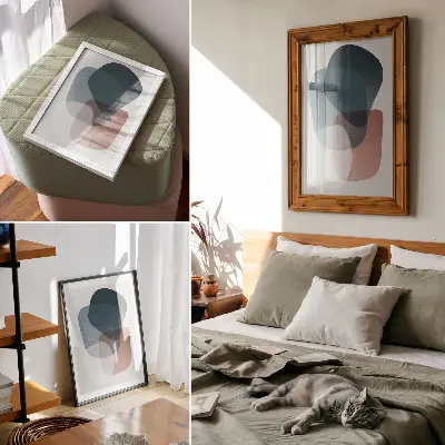 Impression sur toile formes imbriquées dans un style minimaliste élégant