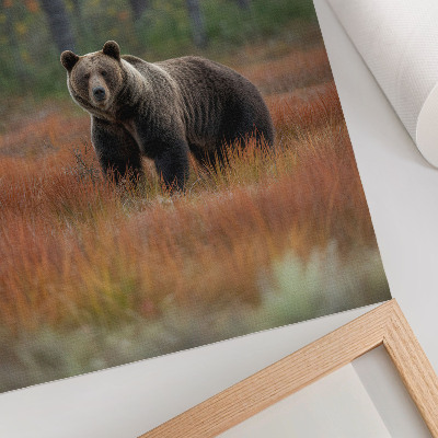 Affiche décorative L'ours dans la nature et la paix de la forêt d'automne
