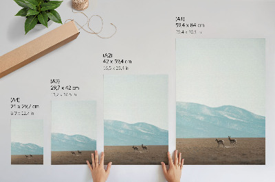 Affiche décorative Des antilopes sur fond de montagnes, un espace paisible