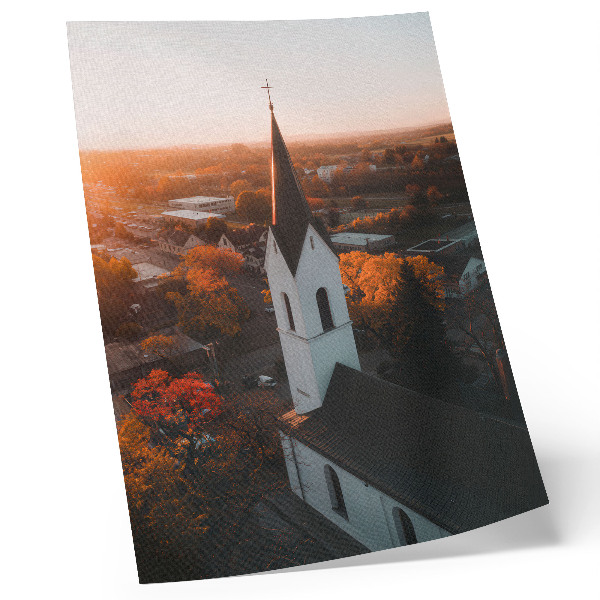 Impression sur toile climat automnal, harmonie du coucher de soleil sur la ville, en automne
