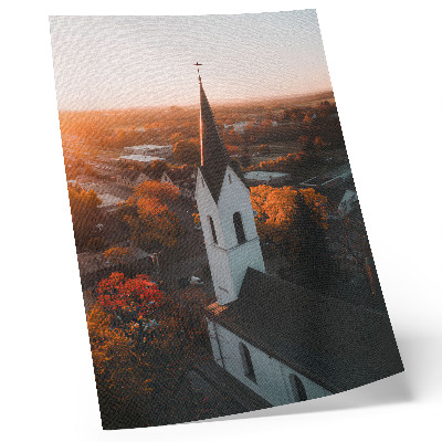 Impression sur toile climat automnal, harmonie du coucher de soleil sur la ville, en automne