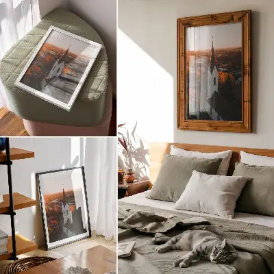 Impression sur toile climat automnal avec harmonie du coucher de soleil sur la ville