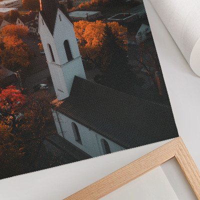 Impression sur toile climat automnal, harmonie du coucher de soleil sur la ville, en automne