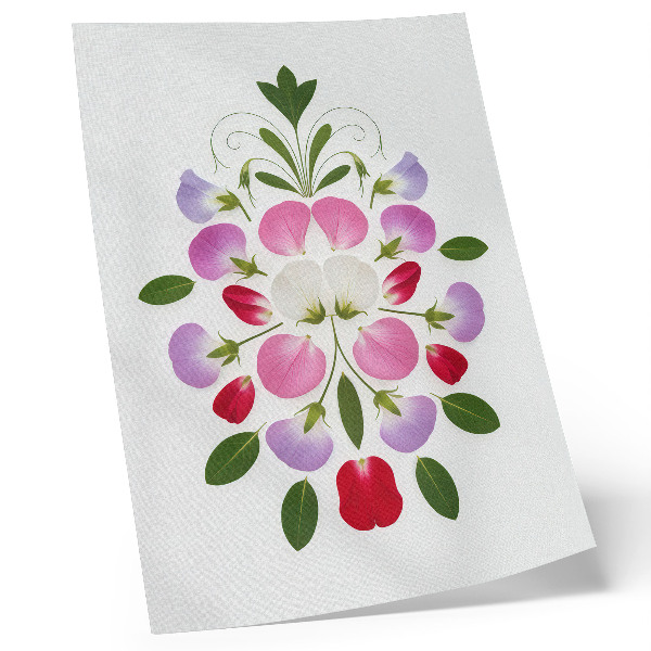 Affiche décorative Fleurs et feuilles symétriques sur fond clair