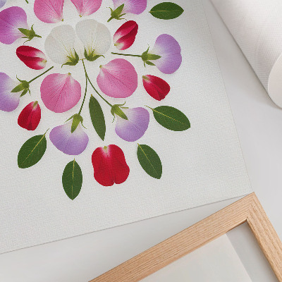 Affiche décorative Fleurs et feuilles symétriques sur fond clair