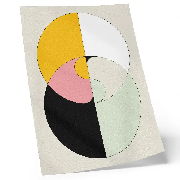 Affiche décorative cercles géométriques aux couleurs contrastées de style minimaliste