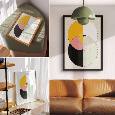 Affiche décorative Cercles géométriques aux couleurs contrastées, style minimaliste