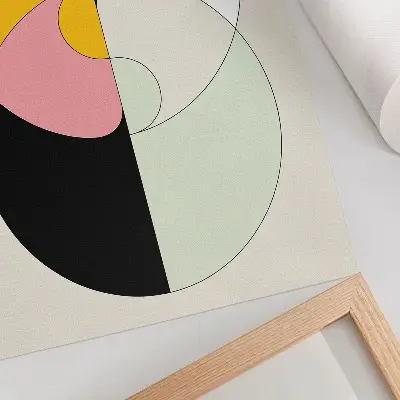 Affiche décorative cercles géométriques aux couleurs contrastées de style minimaliste