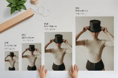 Décoration murale élégance rétro avec motif de chapeau haut-de-forme au design minimaliste