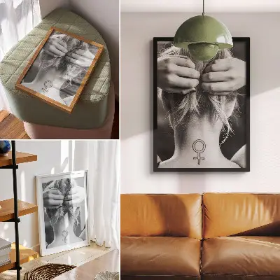 Affiche décorative élégance en noir et blanc inspirée par le minimalisme et le symbole de la féminité