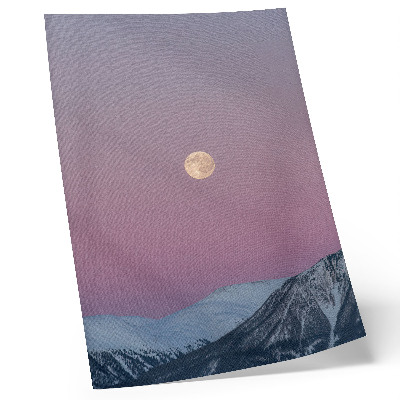 Impression sur toile Montagnes, crépuscule, lune, ciel pastel