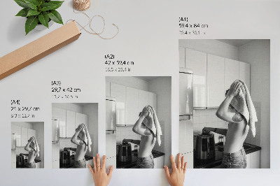 Affiche décorative cuisine moderne minimaliste en noir et blanc