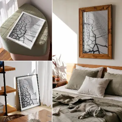 Décoration murale motifs de lignes de glace craquelées effet hivernal harmonieux