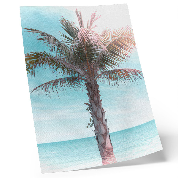 Décoration murale Palmier surplombant la mer azur, ciel de velours, tropical
