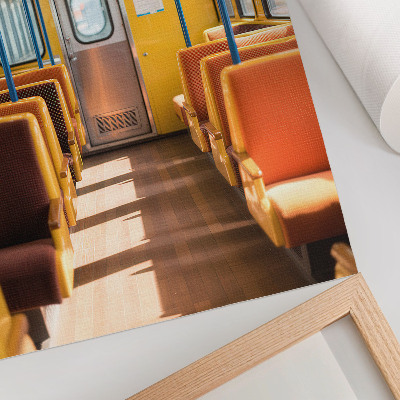 Affiche décorative Intérieur de wagon jaune avec sièges orange