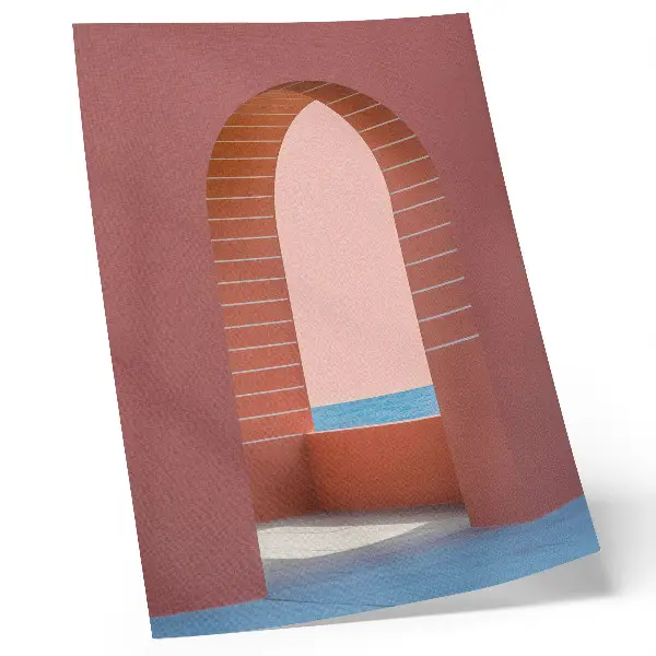 Impression sur toile arches pastel avec motif de mer et architecture minimaliste