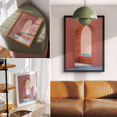 Impression sur toile Arches pastel, mer, architecture minimaliste