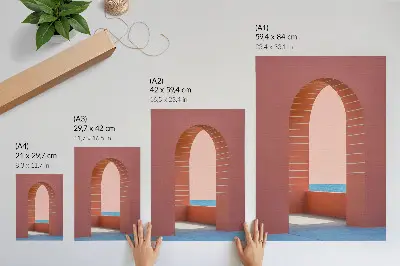 Impression sur toile arches pastel avec motif de mer et architecture minimaliste